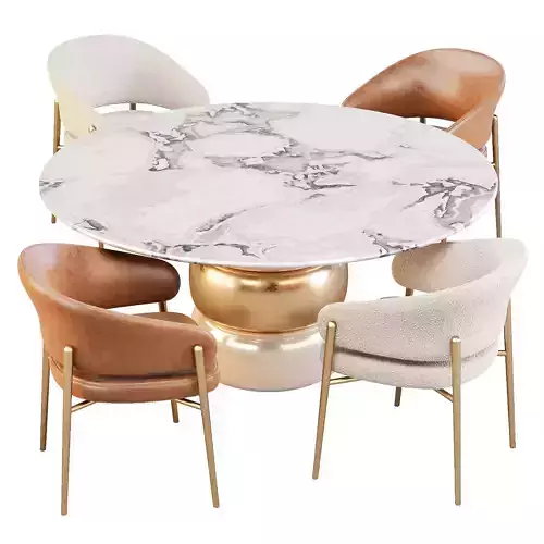 Giulio Marelli Lua Table and Linda Chairs - Dining Set