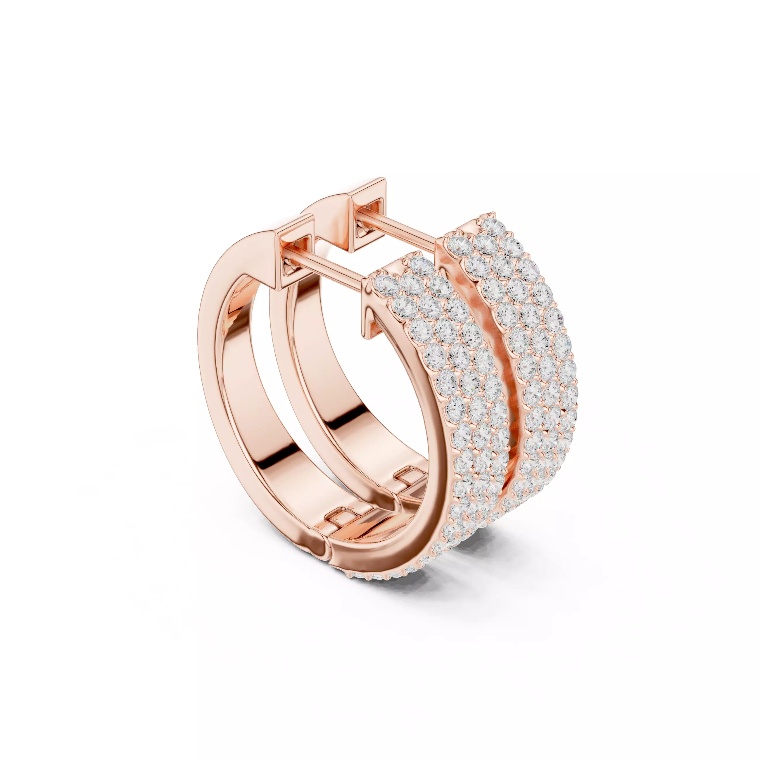 Round Cut Diamond Earring 3DM STL Video 3D print model_3