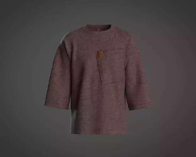 Mens oversized t-shirt with texture fabric and big pocket