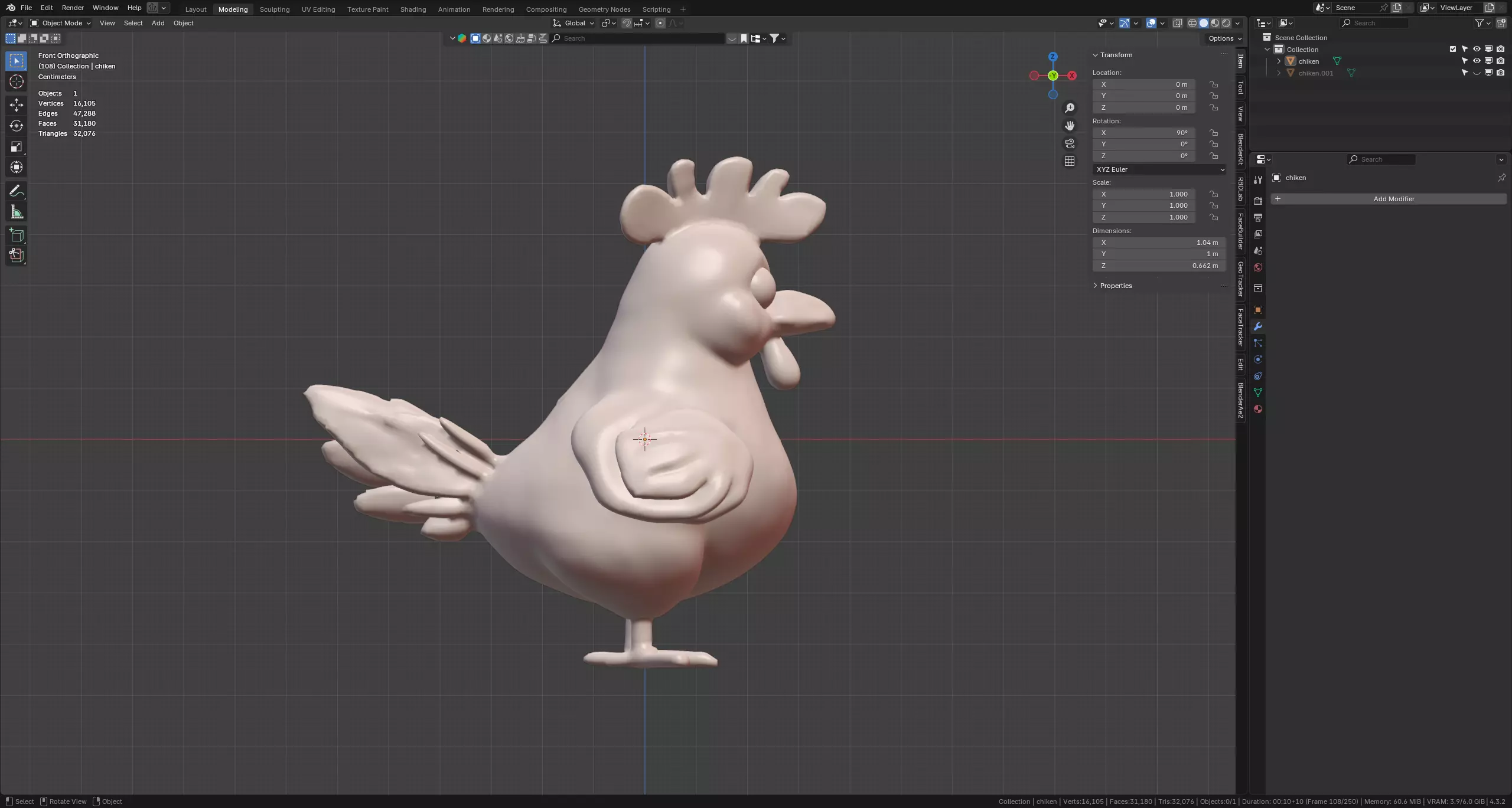 chicken for 3D printing 3D print model_2