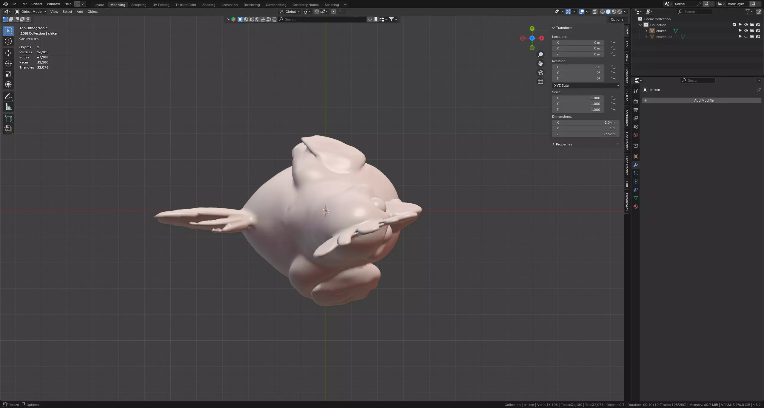 chicken for 3D printing 3D print model_4