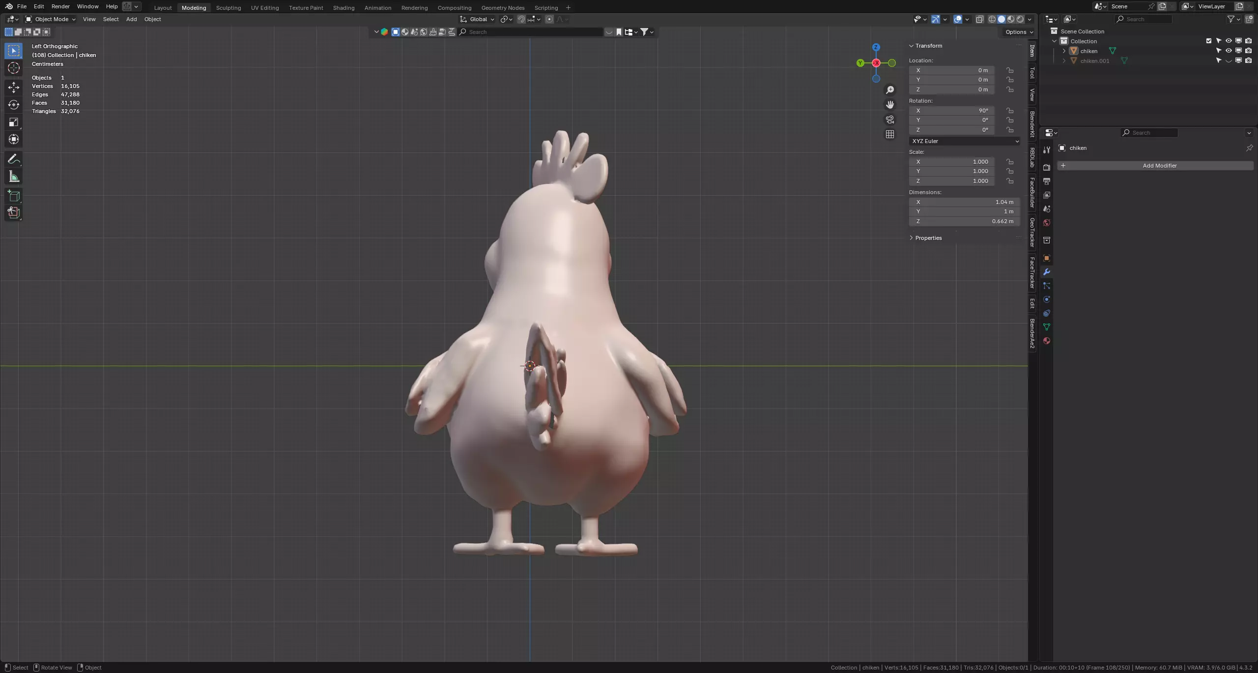 chicken for 3D printing 3D print model_3