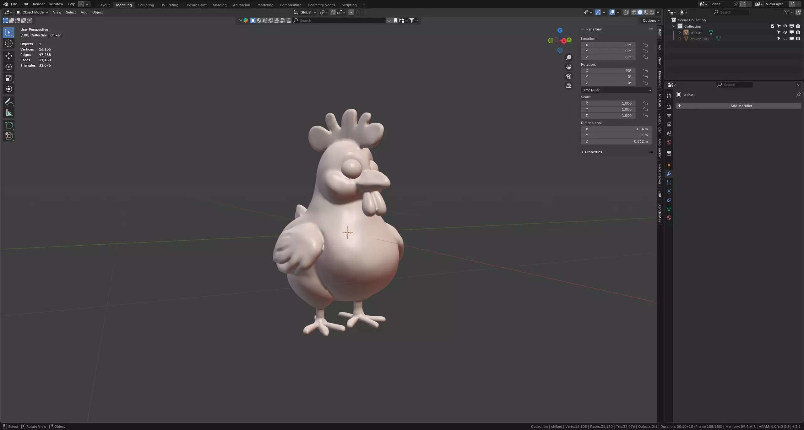 chicken for 3D printing 3D print model_1
