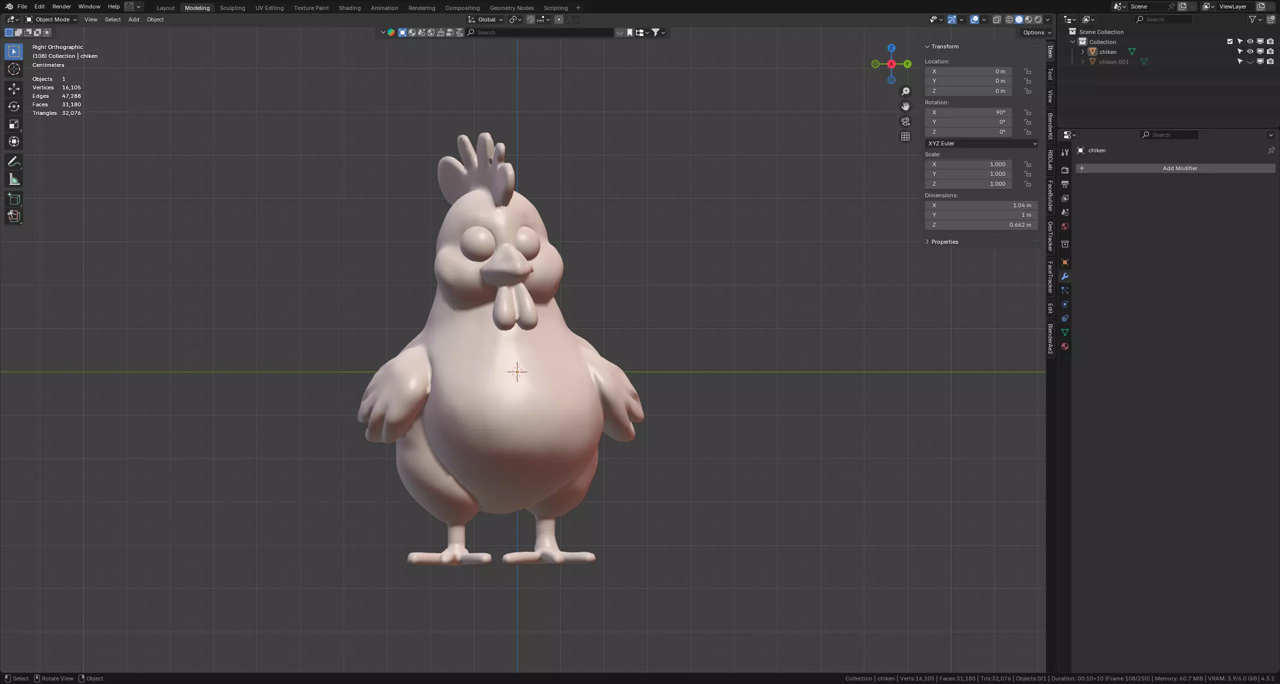 chicken for 3D printing 3D print model_0