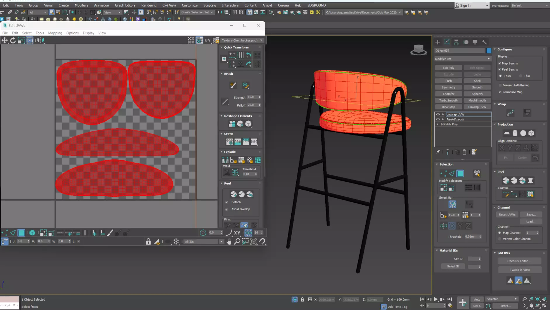 CHIA BAR STOOL Low-poly 3D model_20