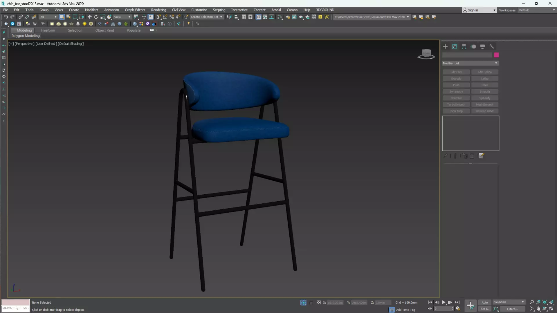 CHIA BAR STOOL Low-poly 3D model_15