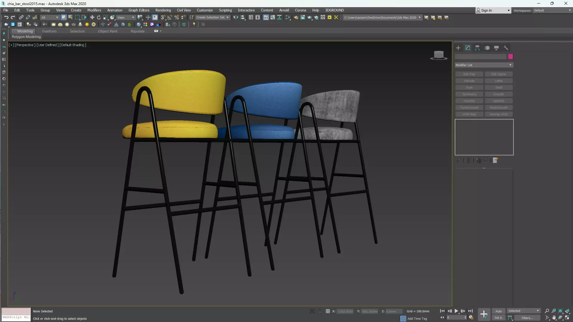 CHIA BAR STOOL Low-poly 3D model_10