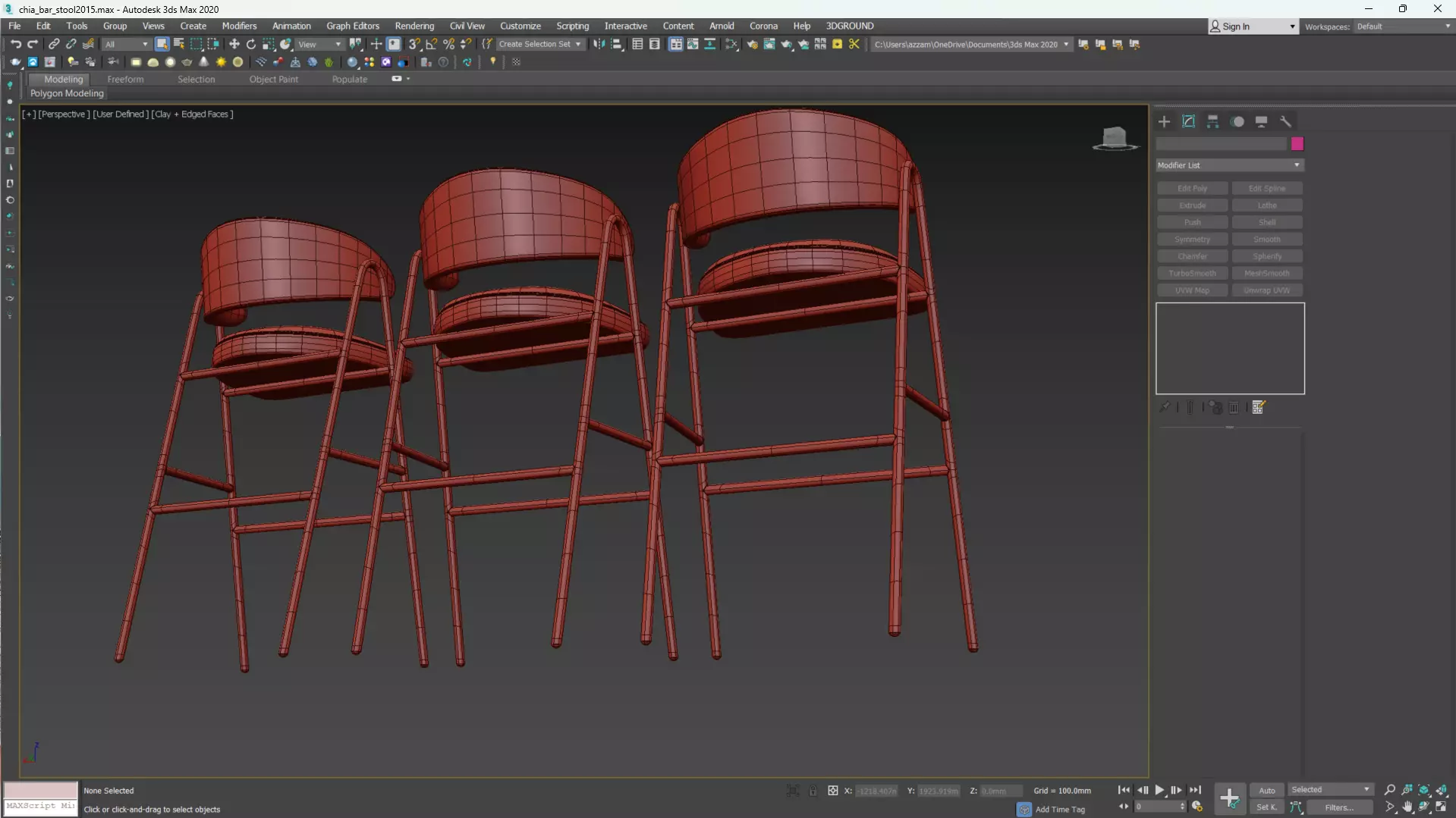 CHIA BAR STOOL Low-poly 3D model_12