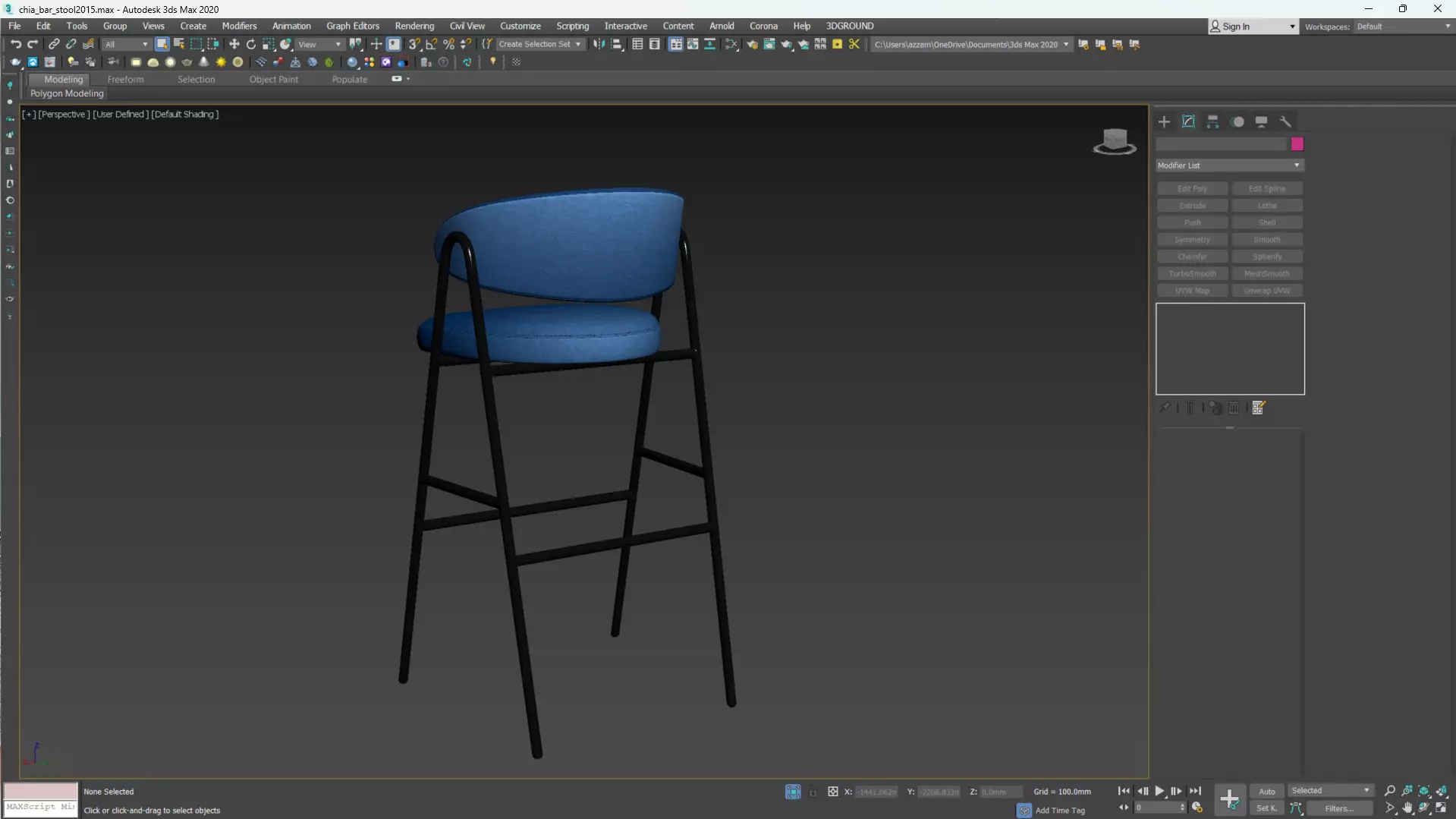 CHIA BAR STOOL Low-poly 3D model_16