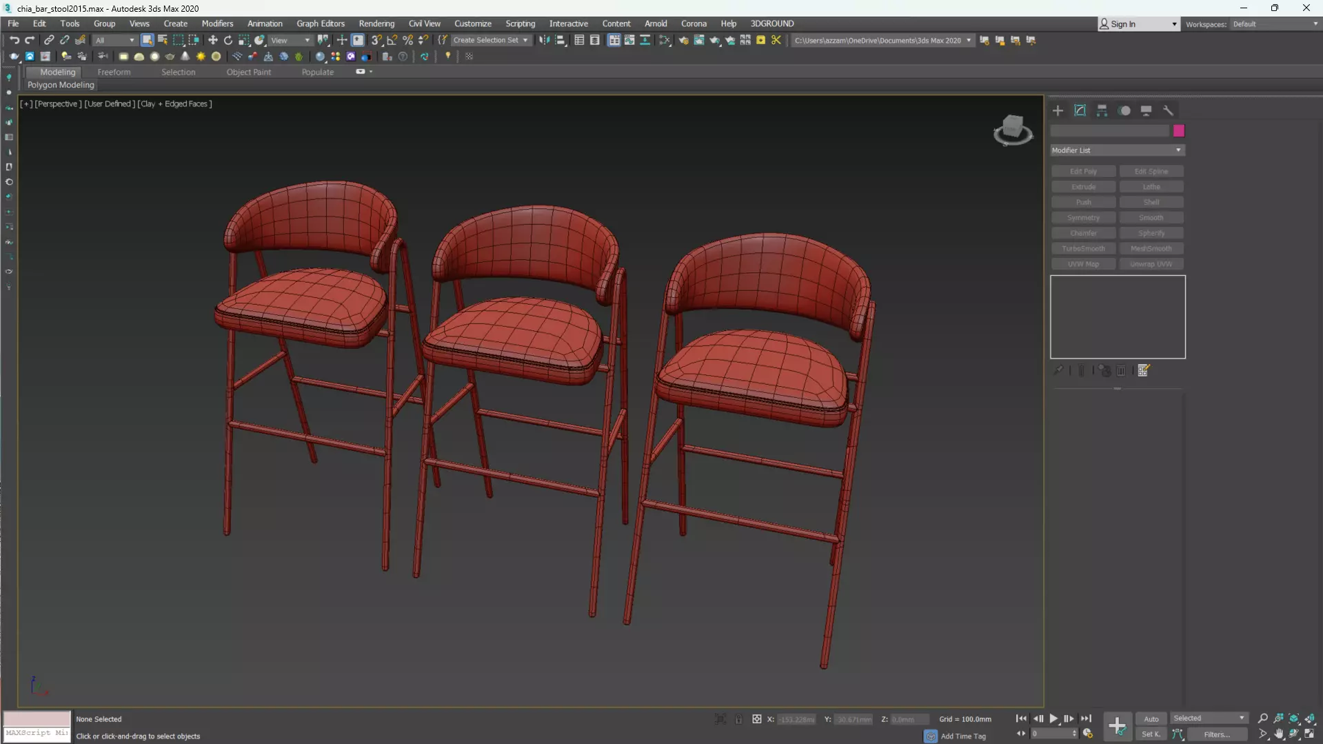 CHIA BAR STOOL Low-poly 3D model_11