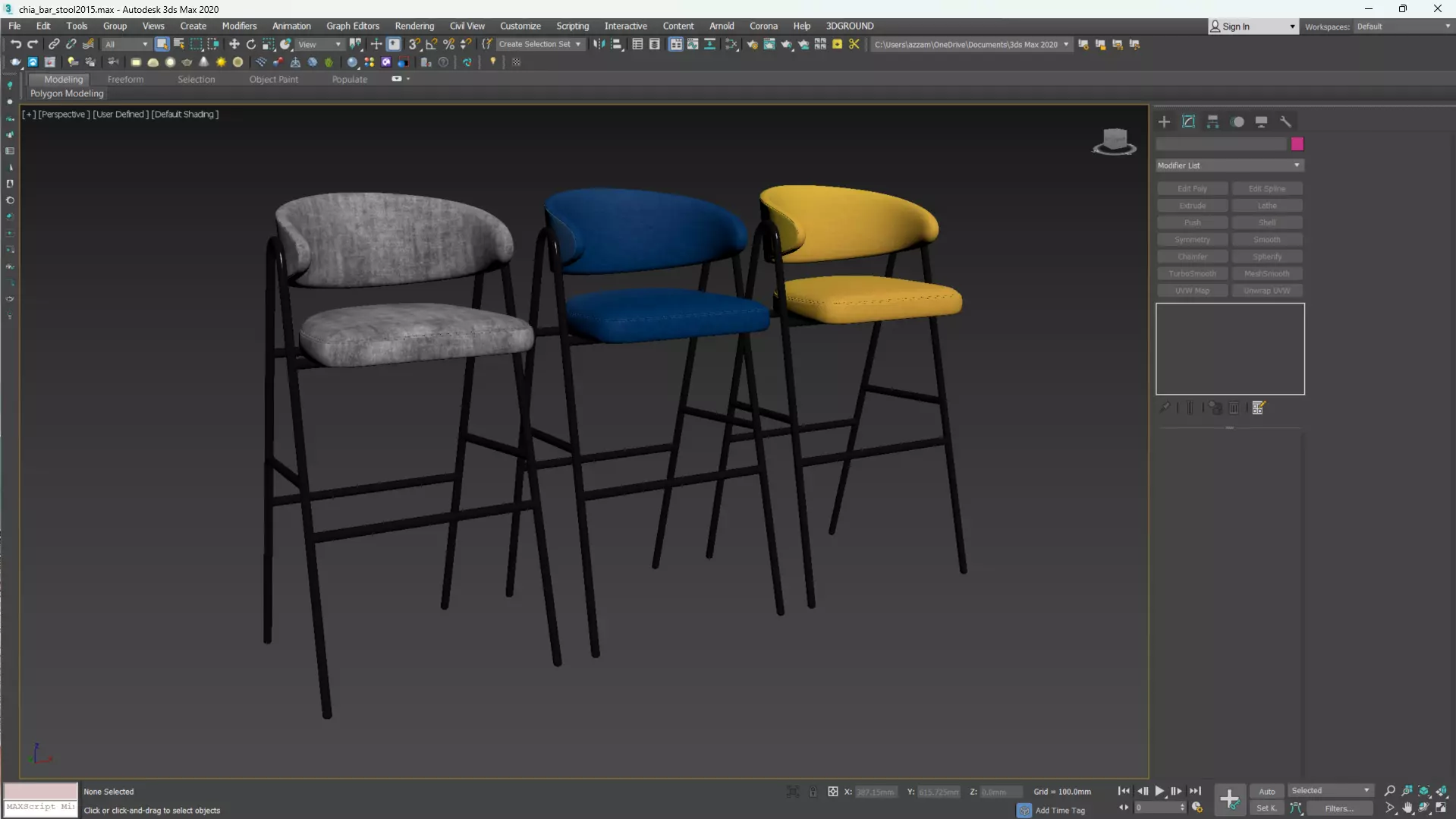 CHIA BAR STOOL Low-poly 3D model_9