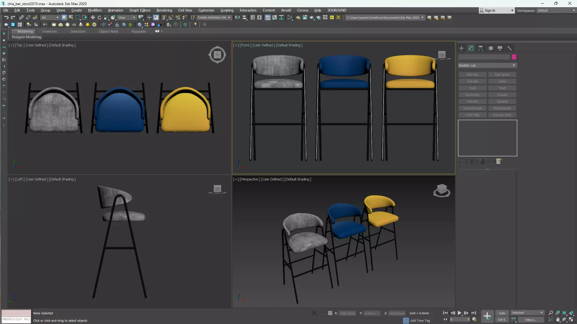CHIA BAR STOOL Low-poly 3D model_8