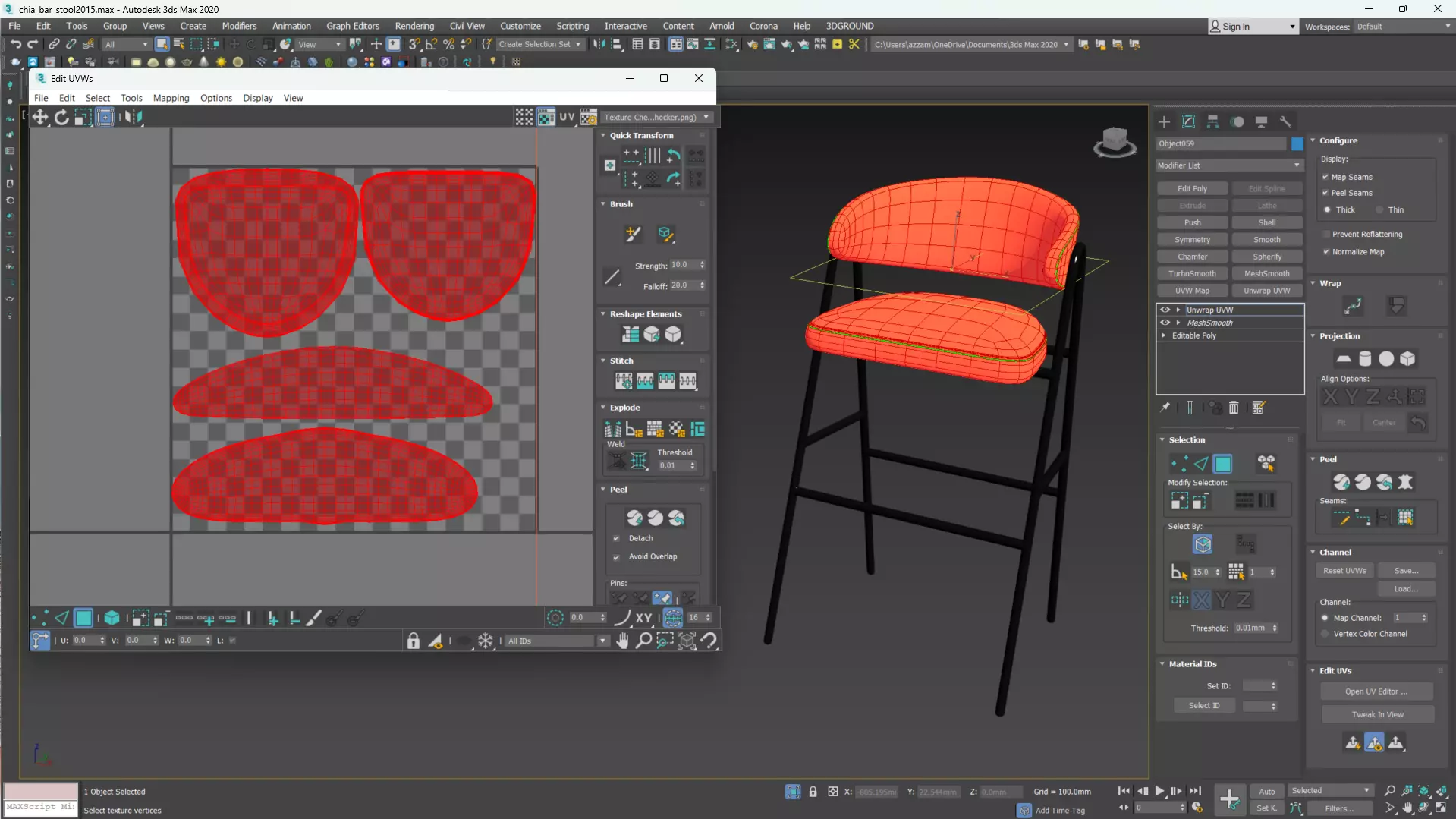 CHIA BAR STOOL Low-poly 3D model_19