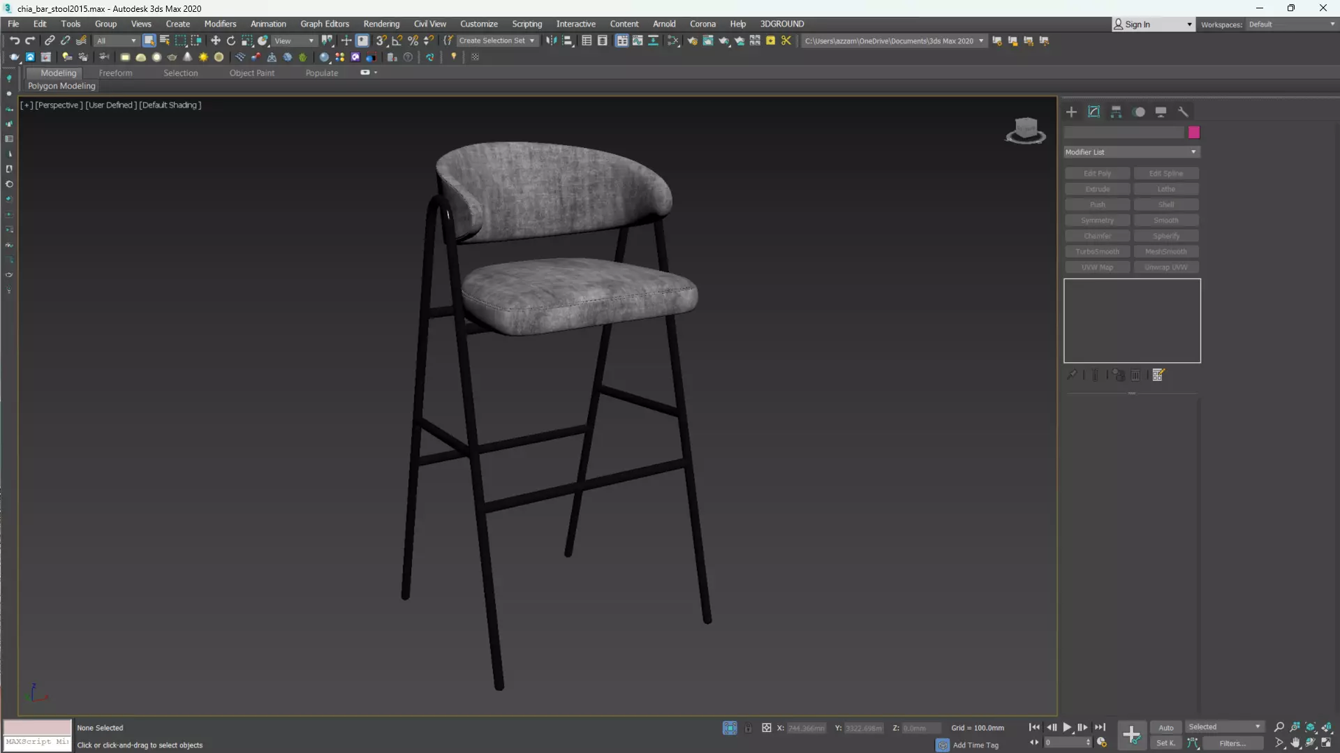 CHIA BAR STOOL Low-poly 3D model_13