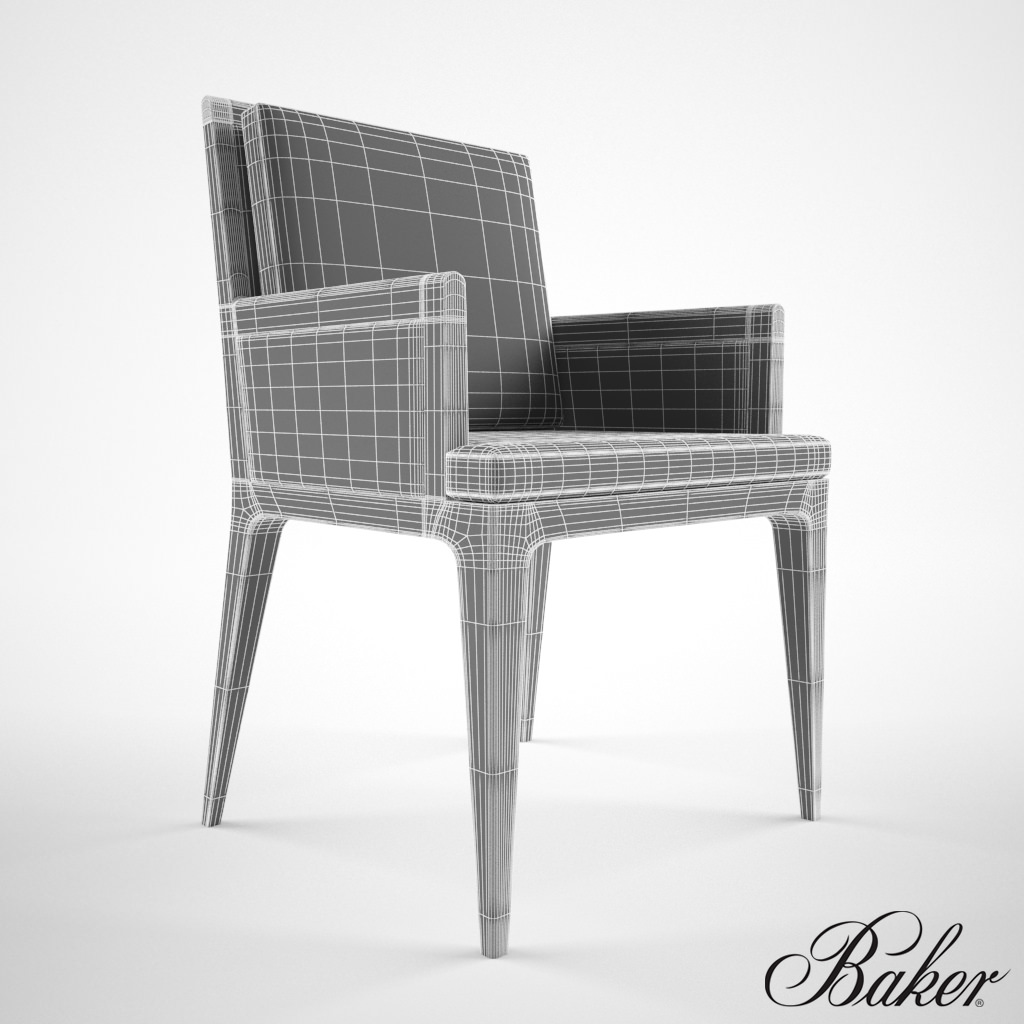 Baker Carmel Cane dining Chair 3D Model MAX OBJ FBX