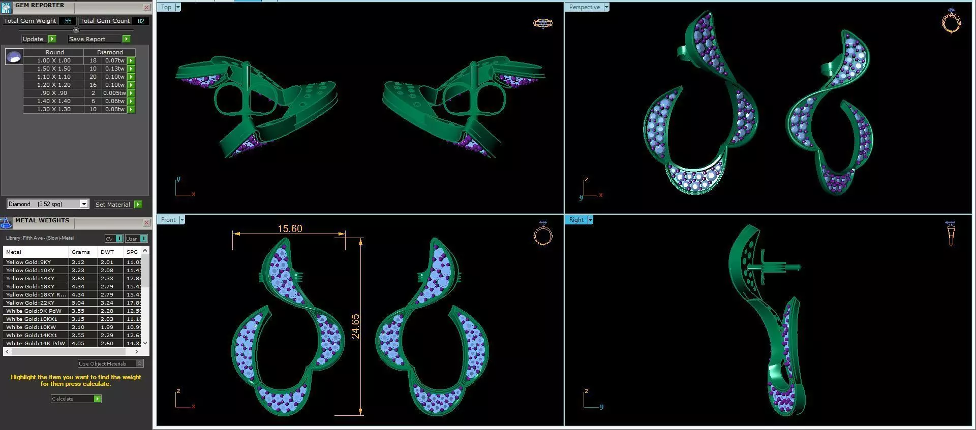 Round Cut Diamond Circular Earring 3DM STL Video 3D print model_12
