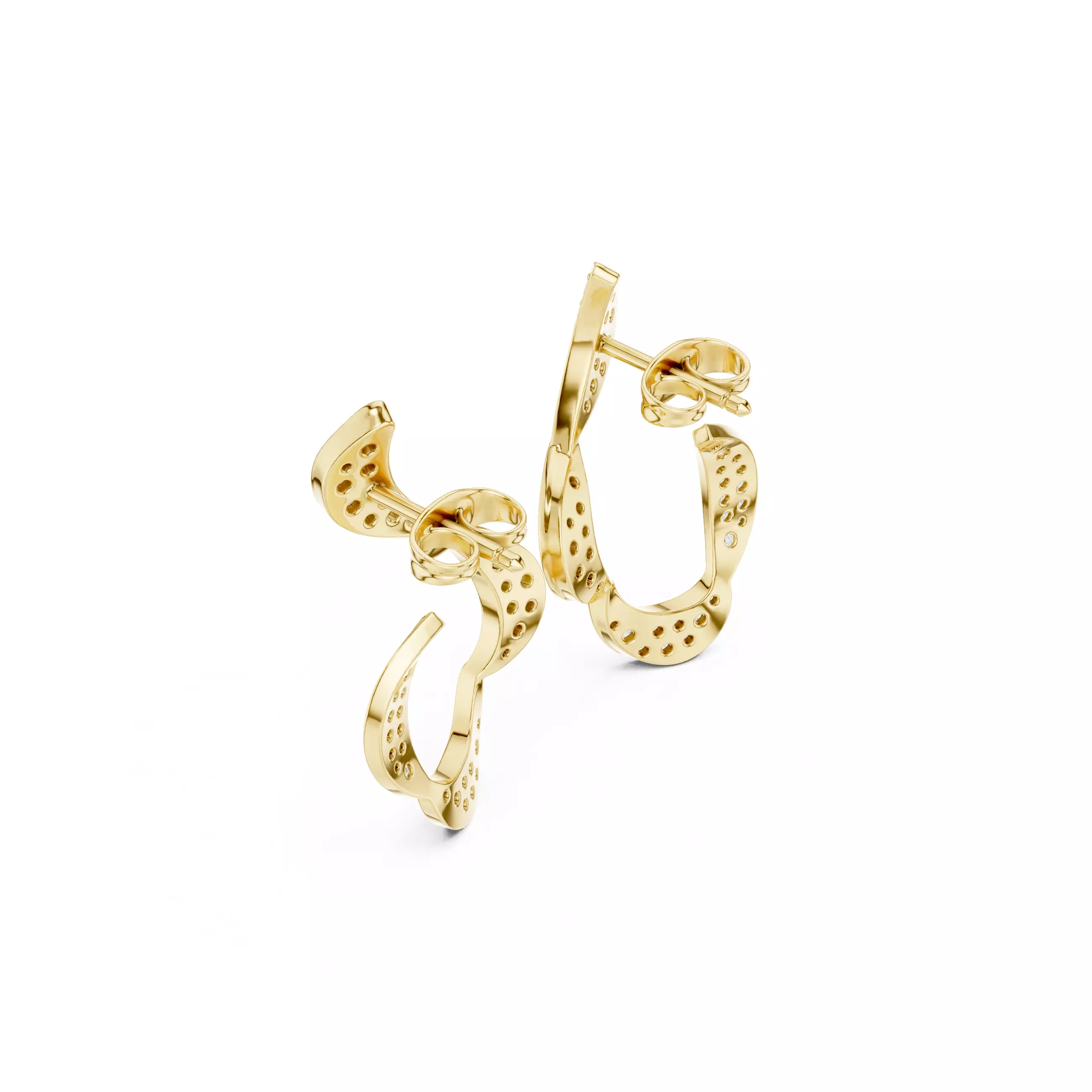 Round Cut Diamond Circular Earring 3DM STL Video 3D print model_7