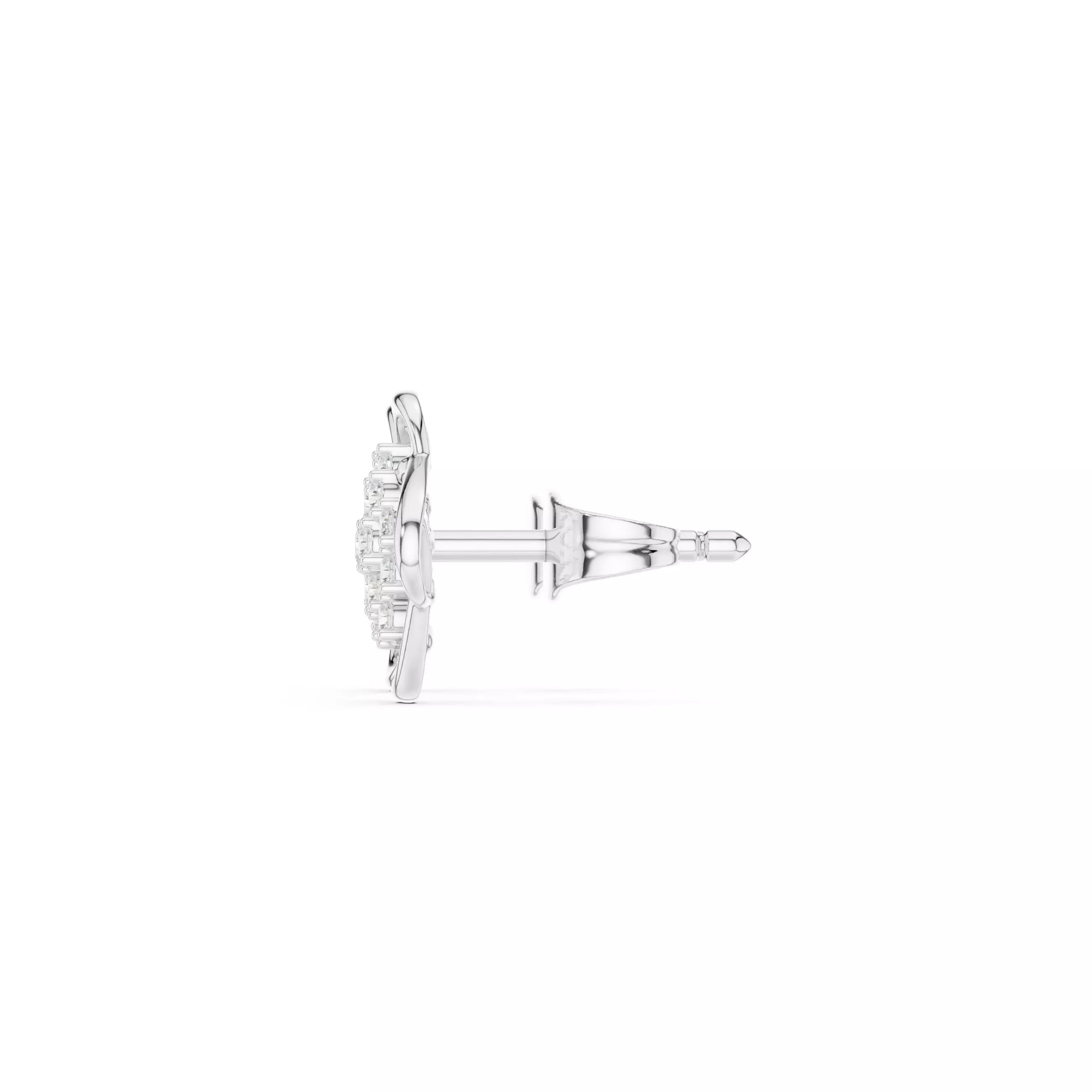 Round Cut Diamond Stud Earring 3DM STL Video 3D print model_11