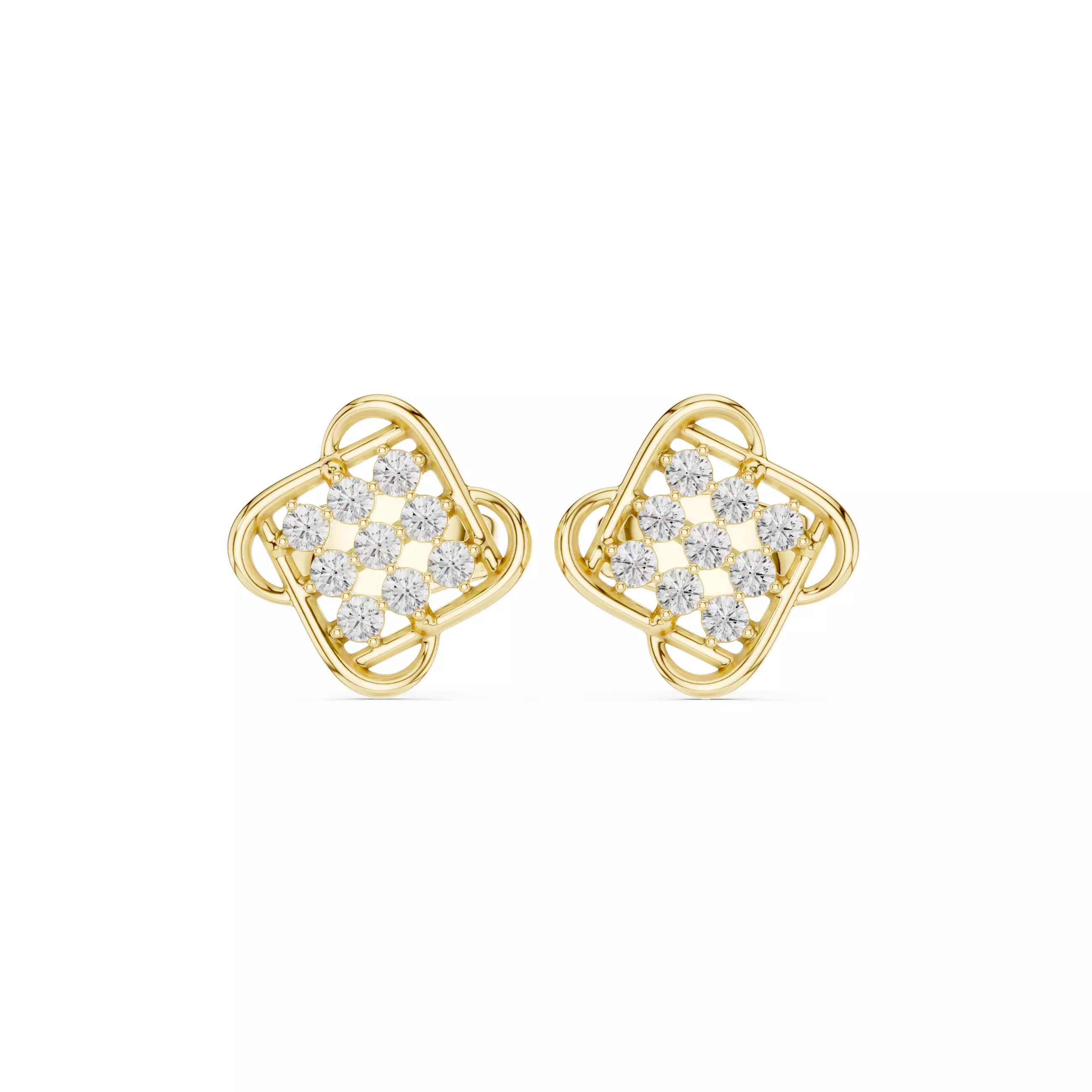 Round Cut Diamond Stud Earring 3DM STL Video 3D print model_1