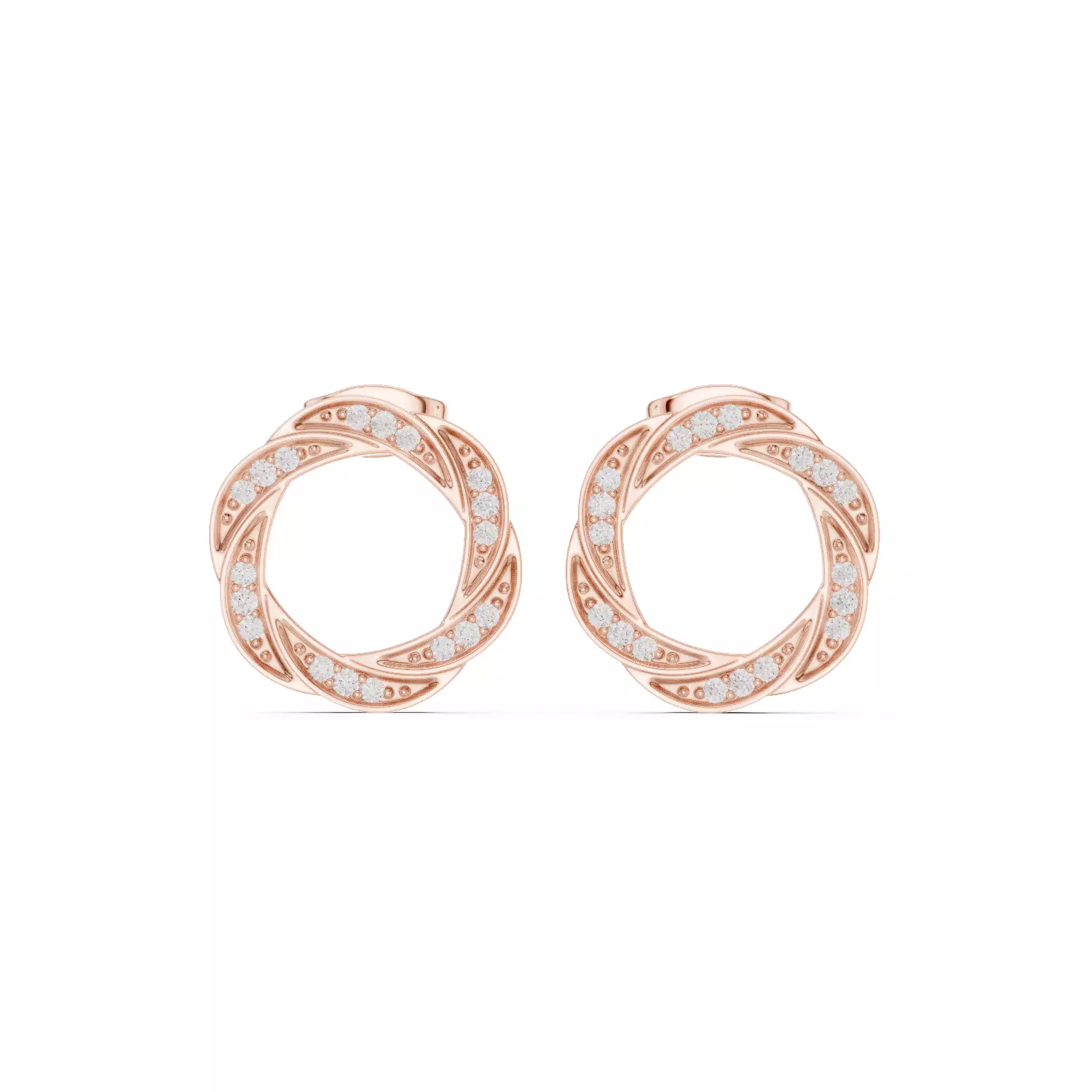 Round Cut Diamond Circular Ring Earring 3DM STL Video 3D print model