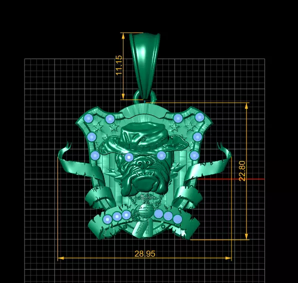 bulldog pendant  3D print model_3