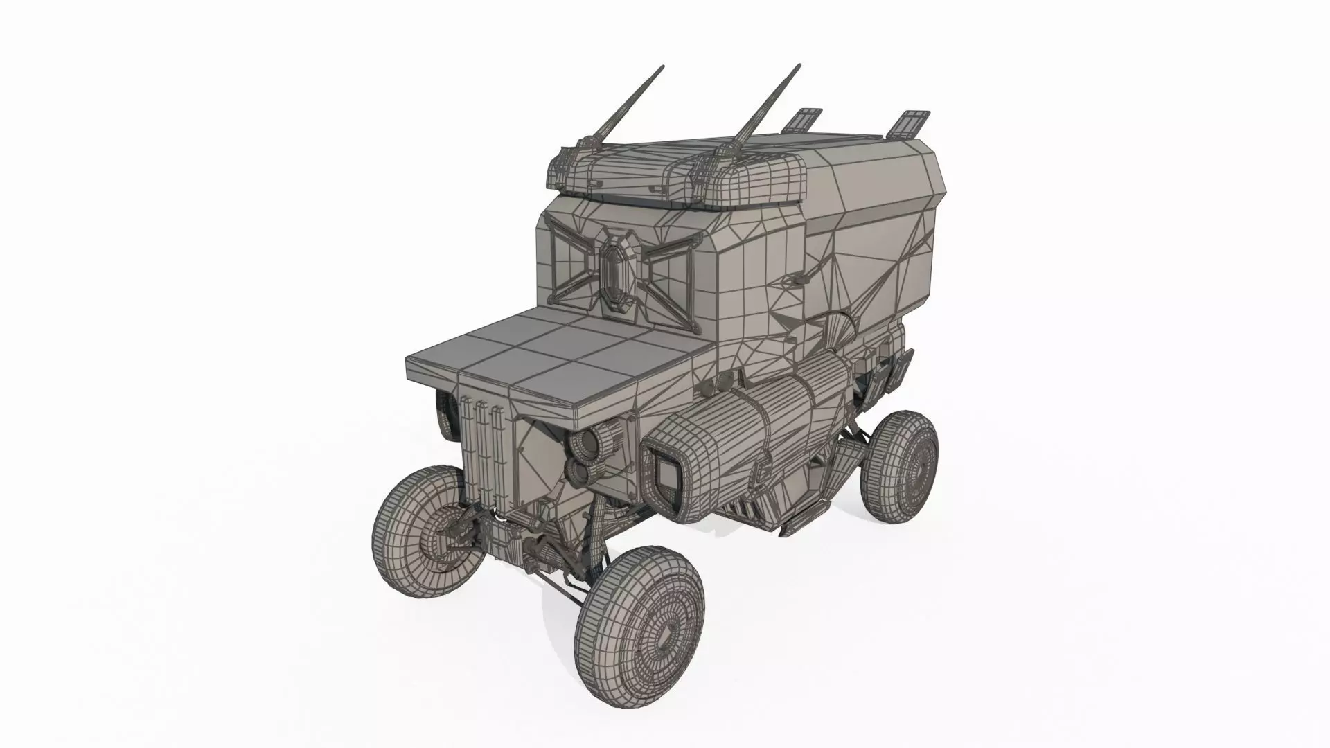 Future sci-fi retro space truck 3D model_6