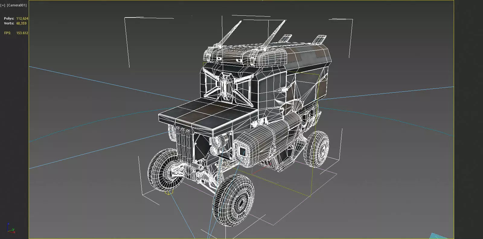 Future sci-fi retro space truck 3D model_7