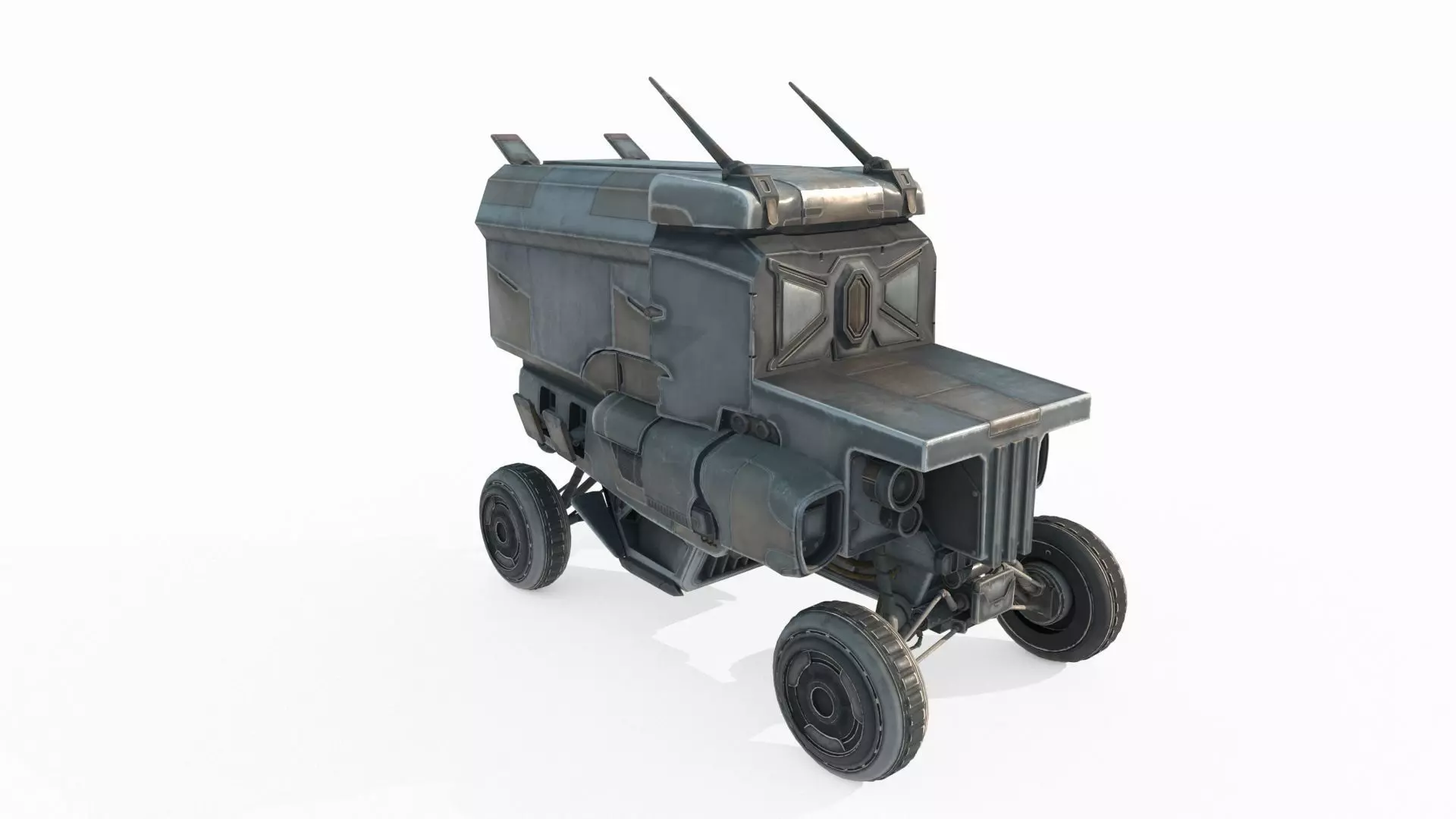 Future sci-fi retro space truck 3D model_4