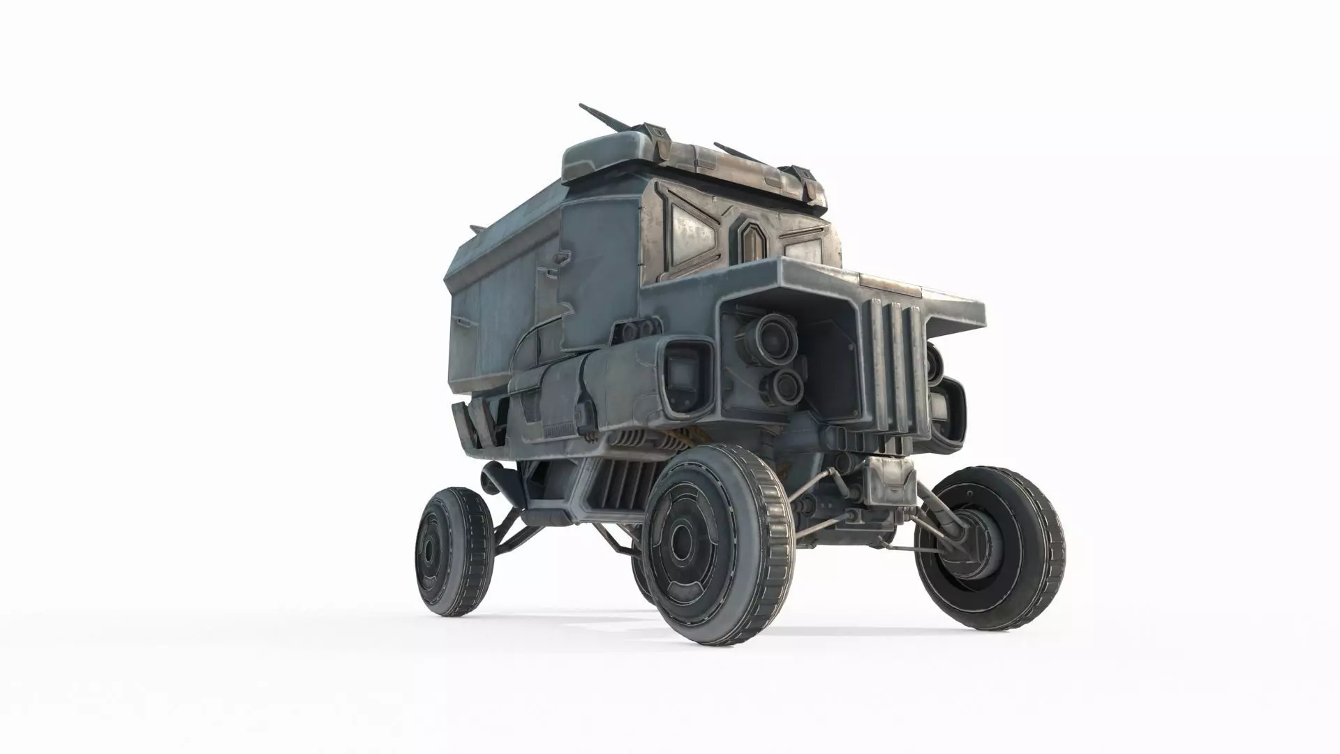 Future sci-fi retro space truck 3D model_0