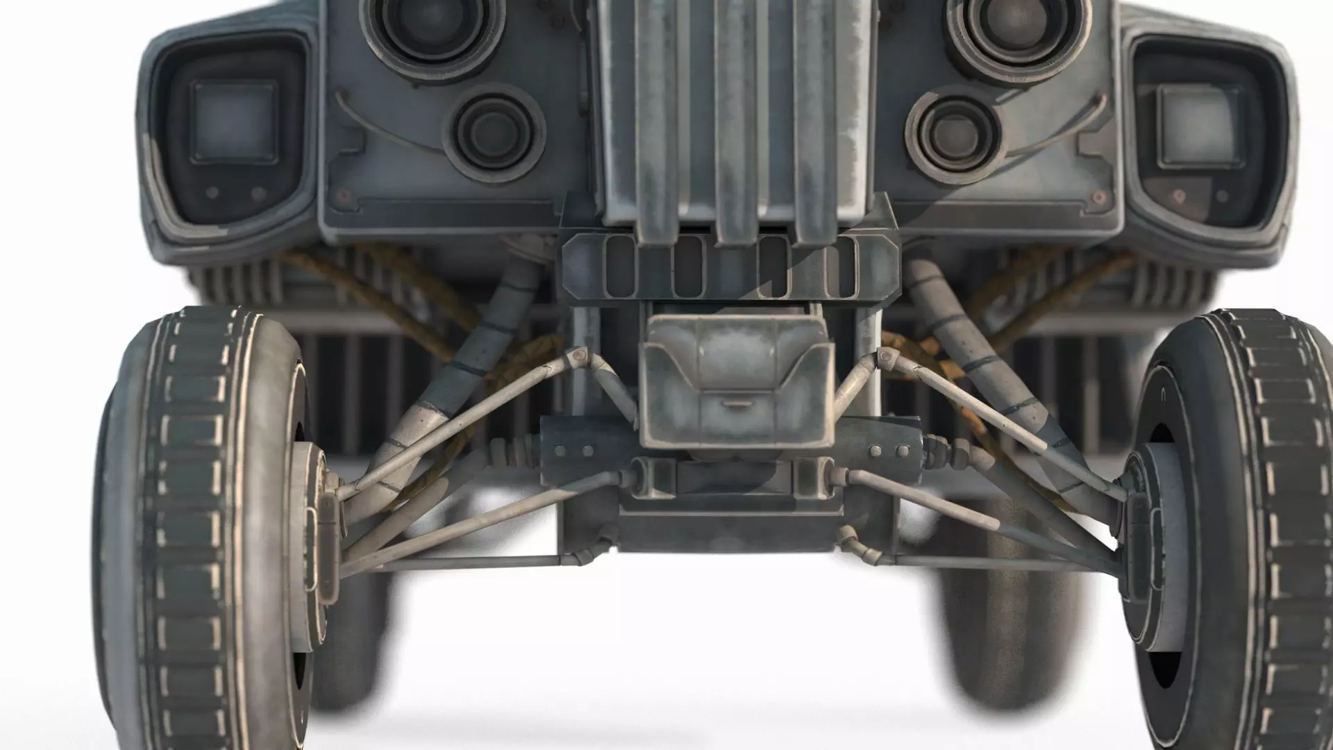 Future sci-fi retro space truck 3D model_1