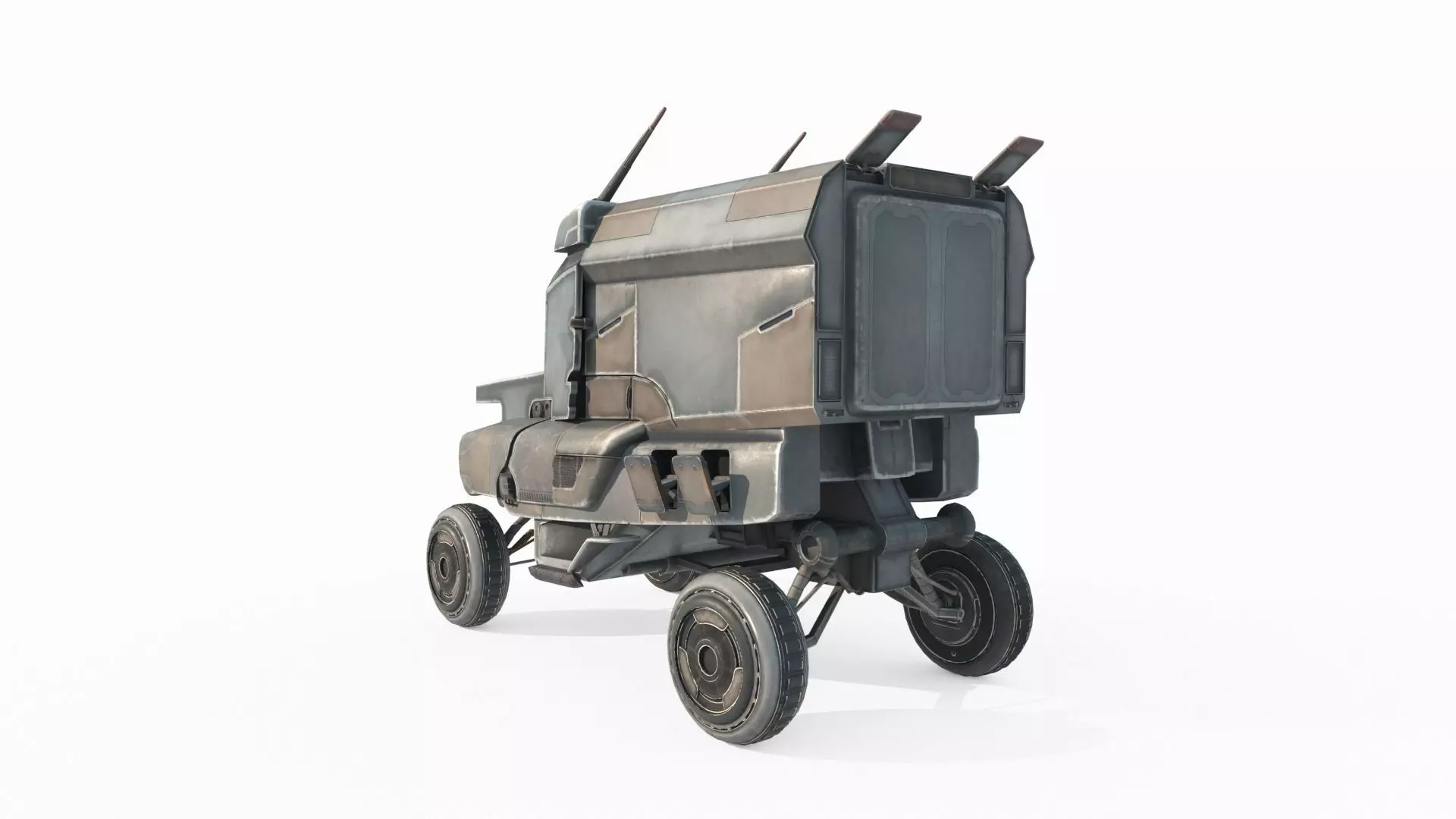 Future sci-fi retro space truck 3D model_5