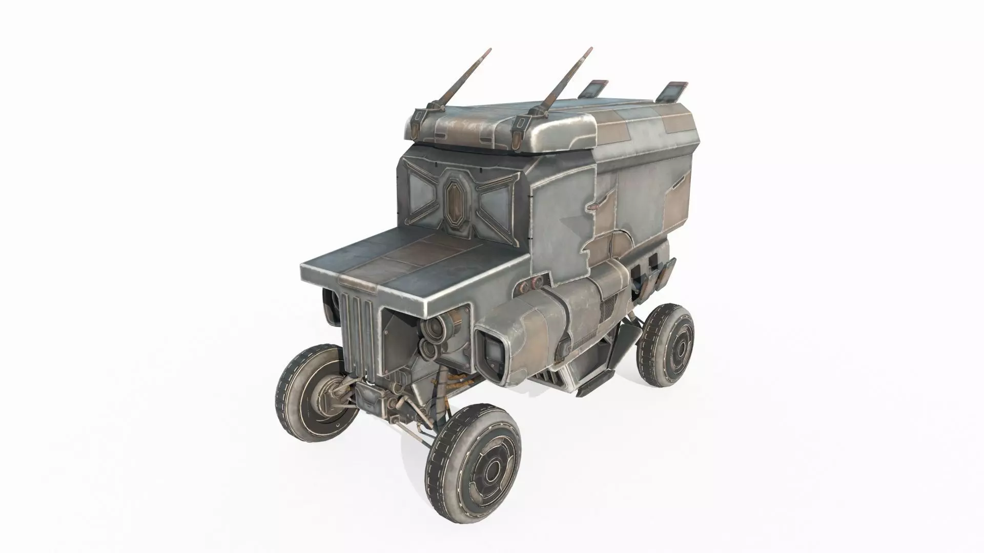 Future sci-fi retro space truck 3D model_3