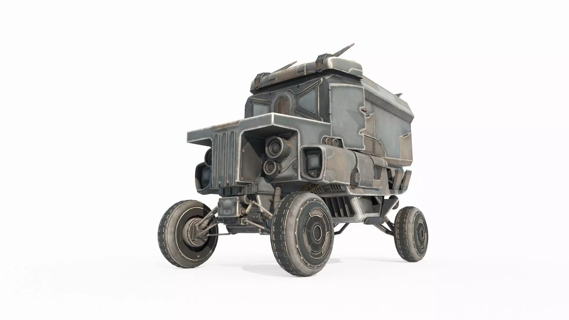 Future sci-fi retro space truck 3D model_2
