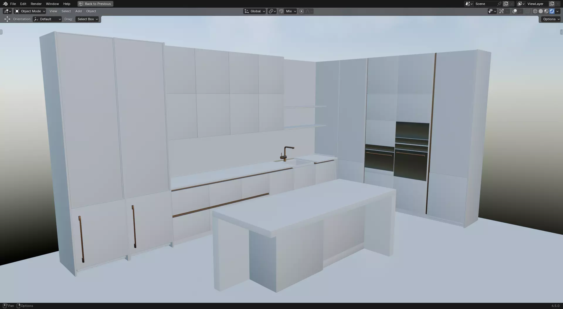 Modern Kitchen Furniture Low-poly 3D model_6