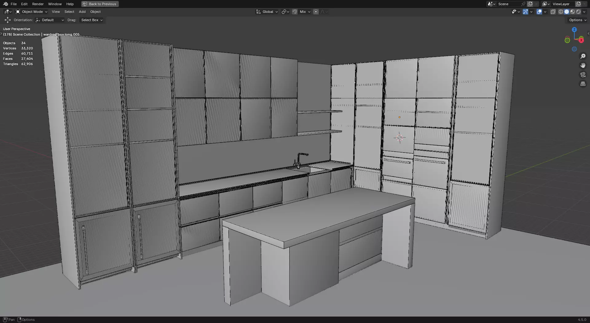 Modern Kitchen Furniture Low-poly 3D model_8