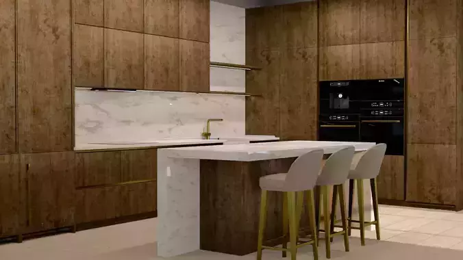 Modern Kitchen Furniture Low-poly 3D model