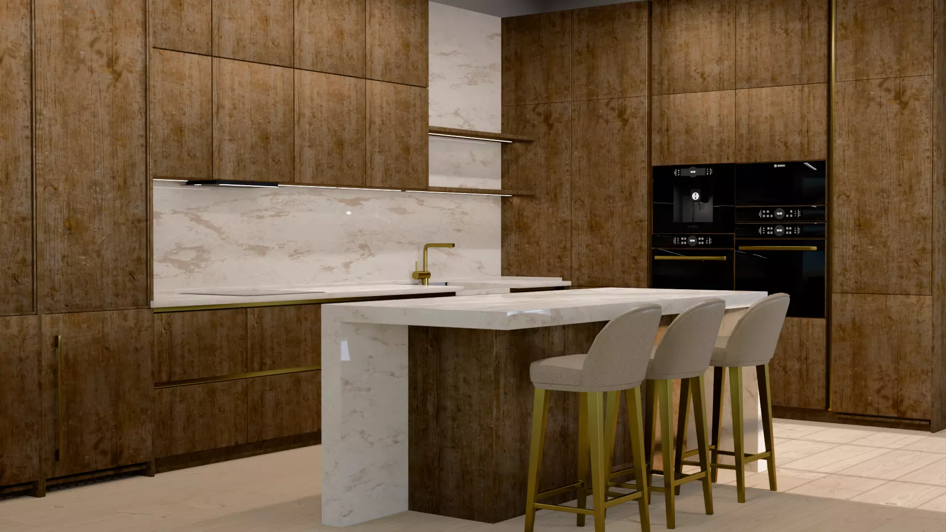 Modern Kitchen Furniture Low-poly 3D model_0