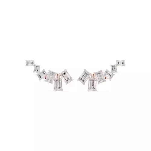 Emerald Cut Diamond Cluster Earring 3DM STL Video 3D print model