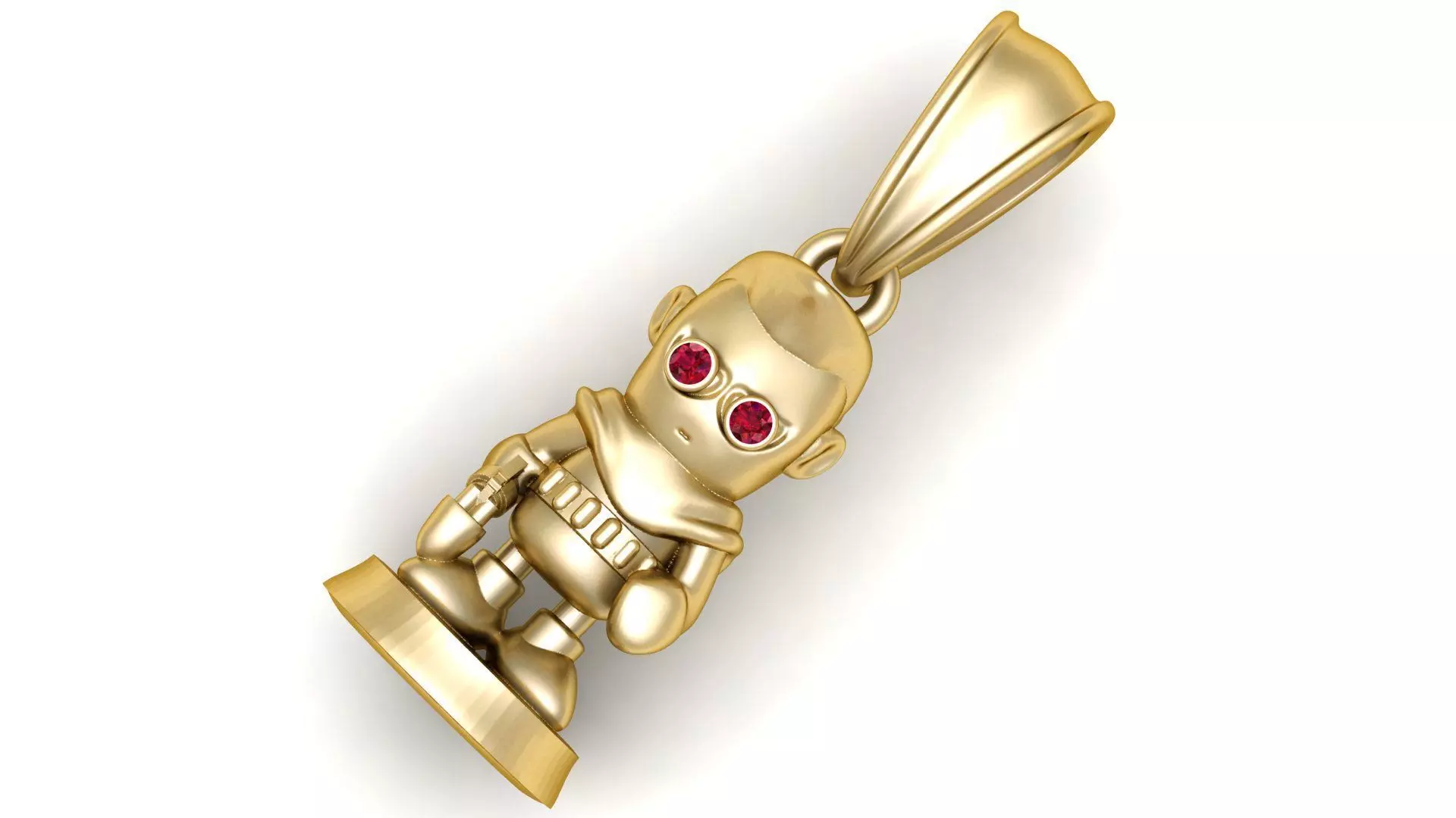 gold robot pendant  3D print model_0