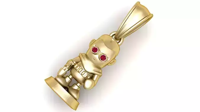 gold robot pendant 