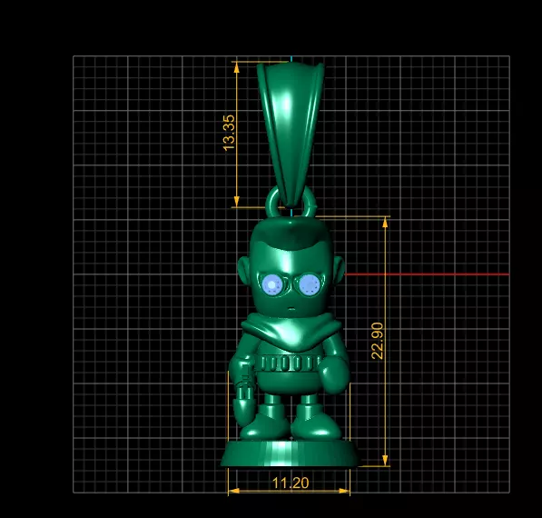gold robot pendant  3D print model_3