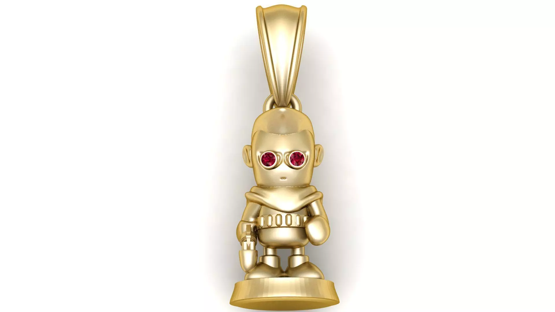gold robot pendant  3D print model_1