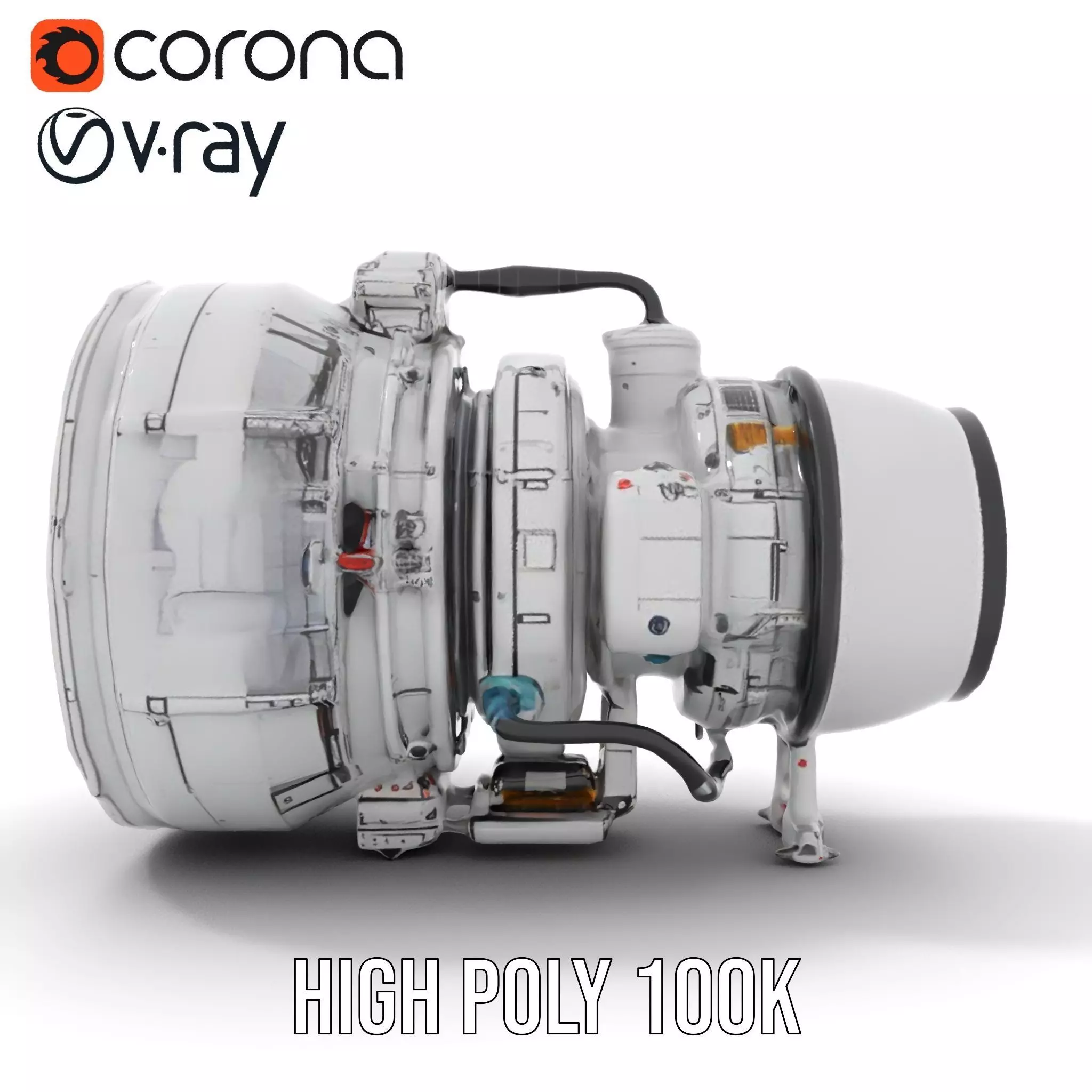 Jet Engine Model Pack with Detailed Components Low-poly 3D model_21