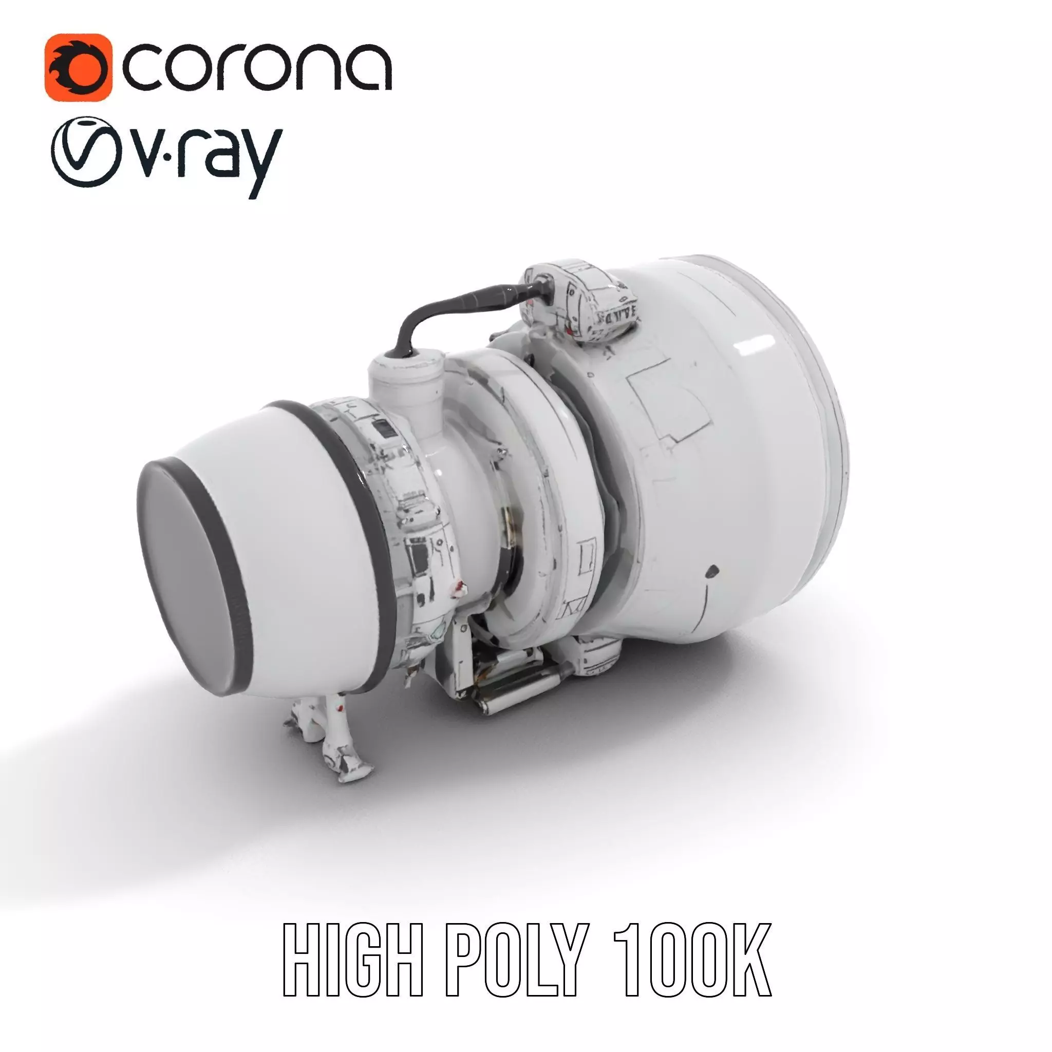 Jet Engine Model Pack with Detailed Components Low-poly 3D model_29