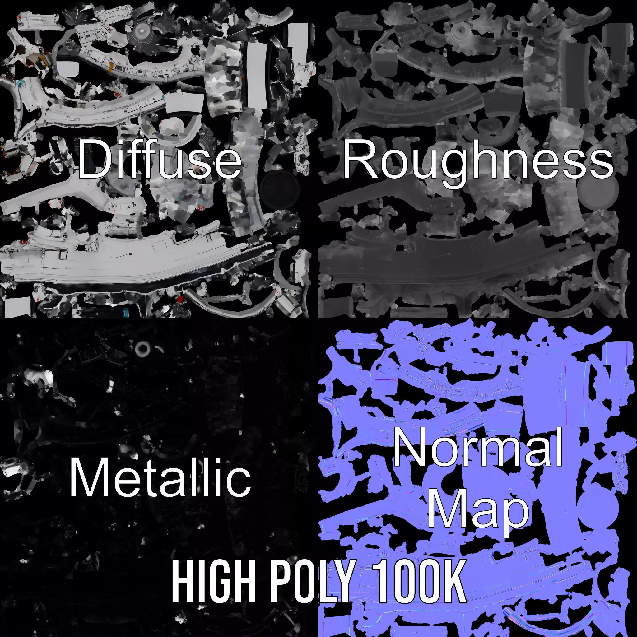 Jet Engine Model Pack with Detailed Components Low-poly 3D model_4