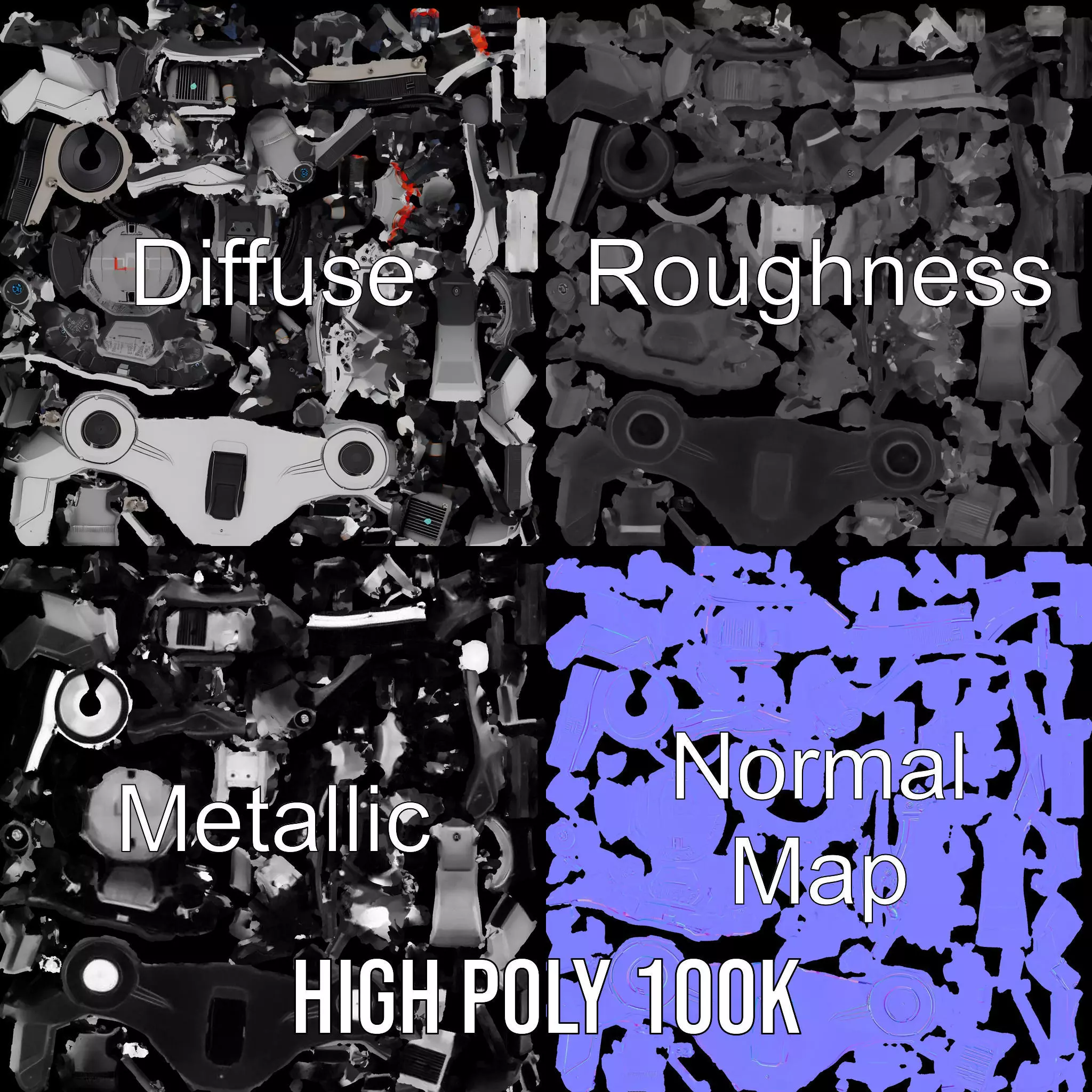 Futuristic Camera Drone Engine model pack Low-poly 3D model_4