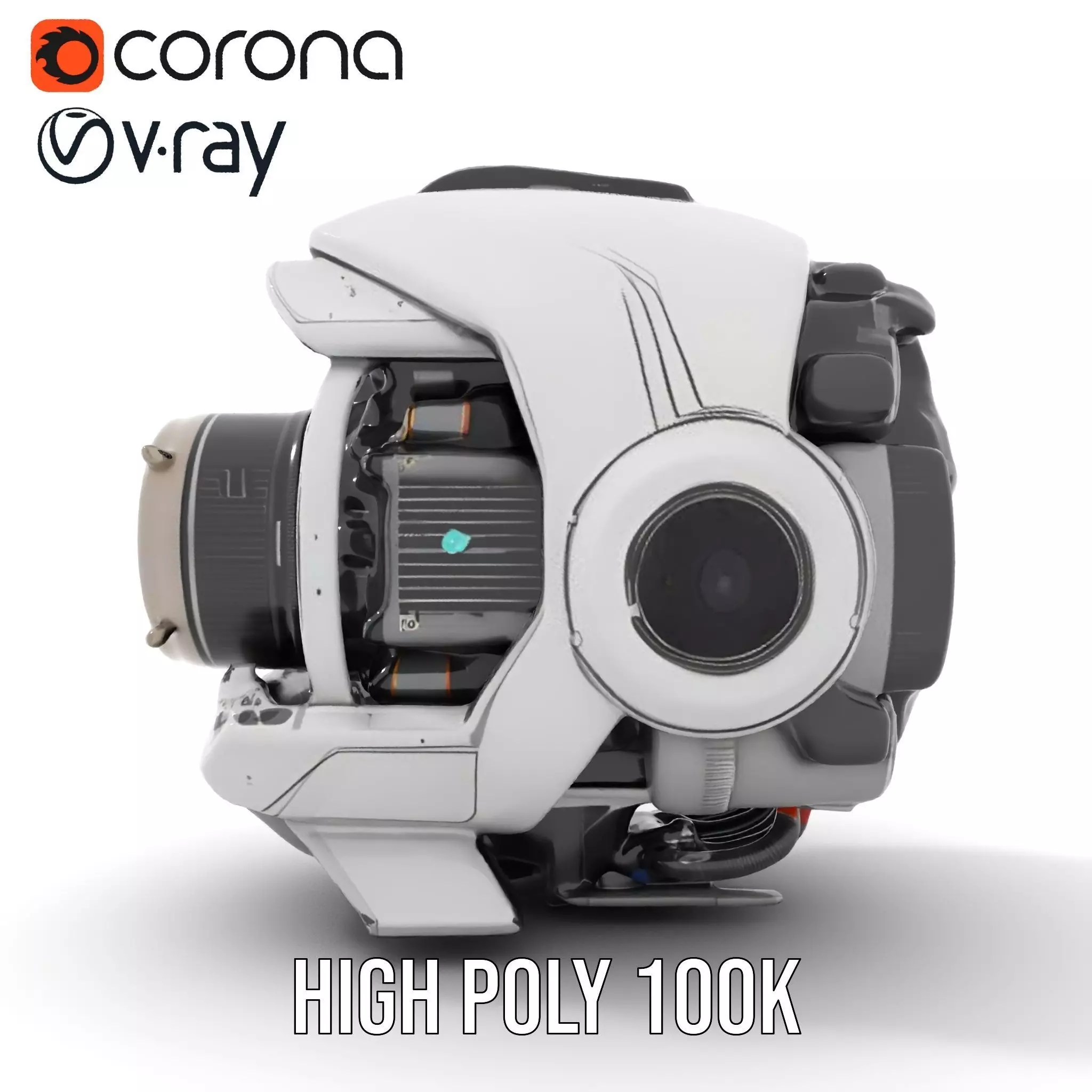 Futuristic Camera Drone Engine model pack Low-poly 3D model_16