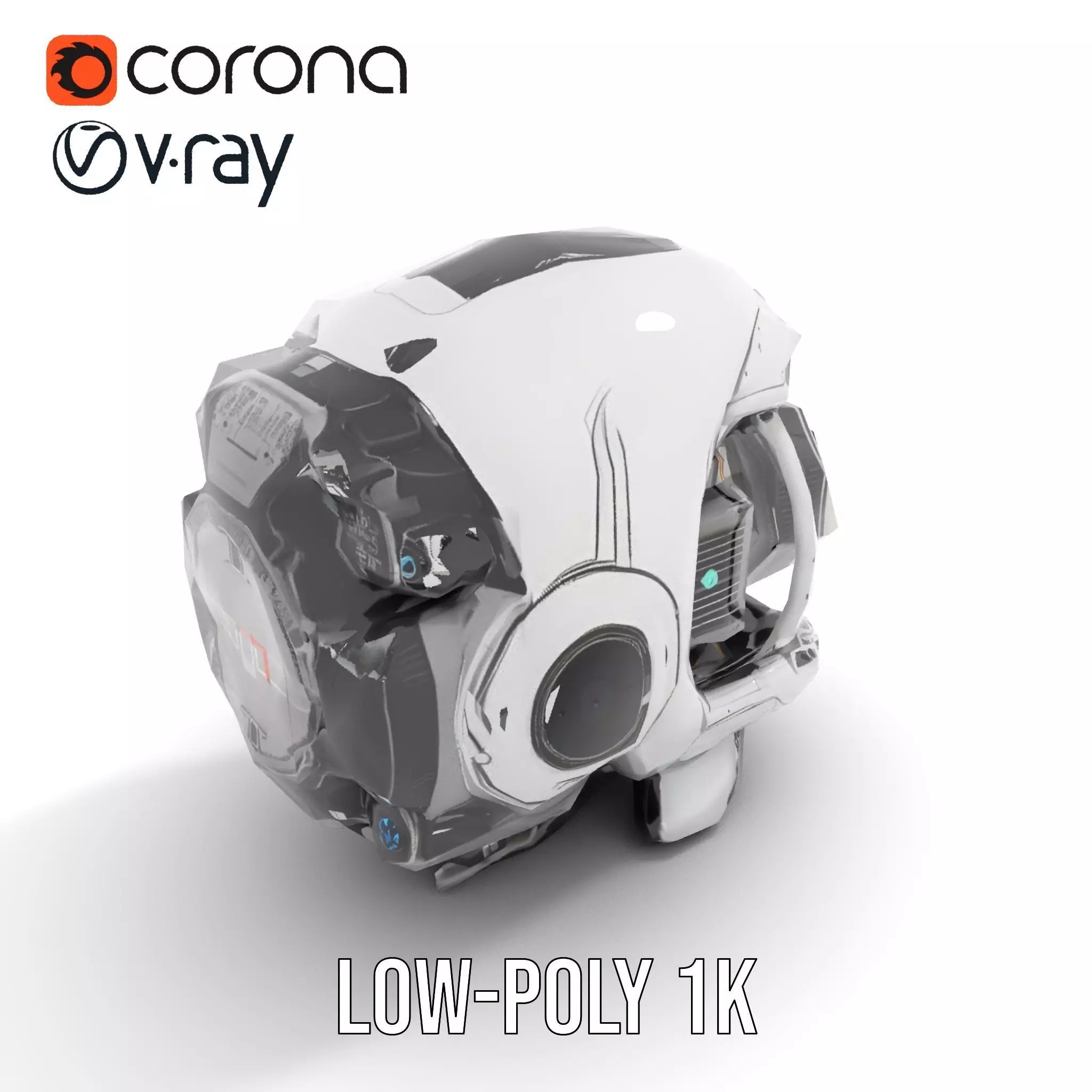 Futuristic Camera Drone Engine model pack Low-poly 3D model_10