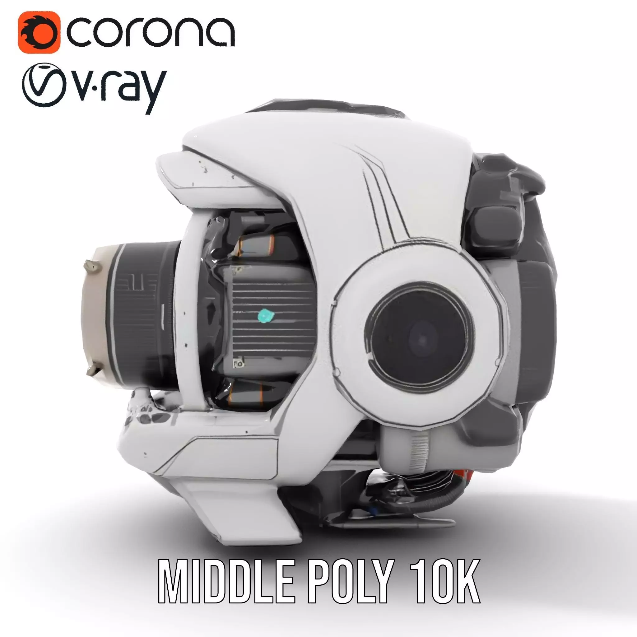 Futuristic Camera Drone Engine model pack Low-poly 3D model_12