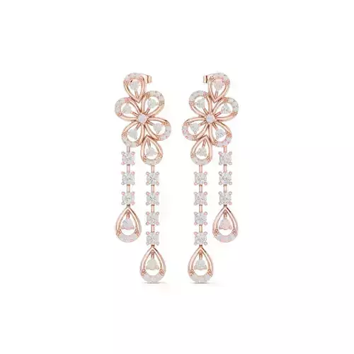 Round Cut Diamond Flower Earring 3DM STL Video